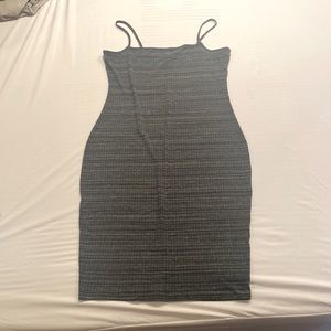 Express Size Large ribbed spaghetti strap body con dress midi length